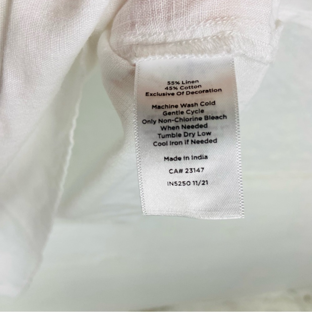 TALBOTS white lightweight lemon, embroidered linen cotton summer shirt SZ medium - Picture 10 of 15